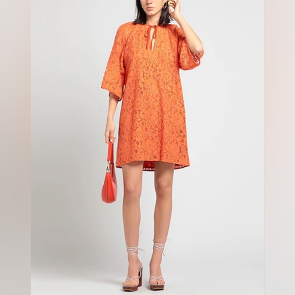 Beatrice B. Lace Mini Dress in Apricot - Picture 1 of 10
